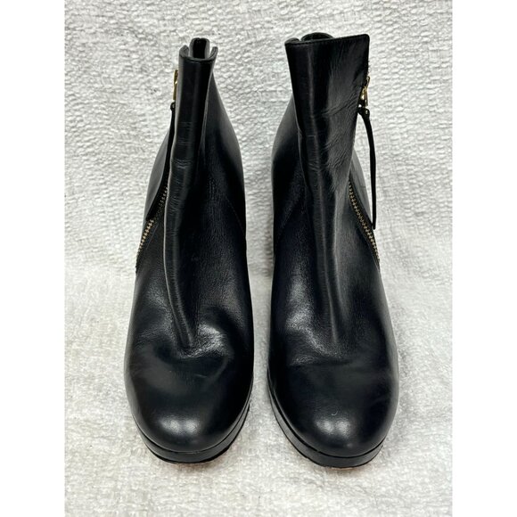 Michael Kors Black Leather Wedge Heel Booties Size 8.5 M #45983 - Picture 2 of 7